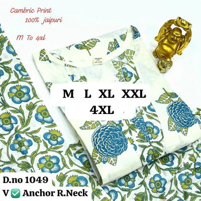 Premium Cotton Kurti Set - Trending Jaipuri Cambric Print for Women
