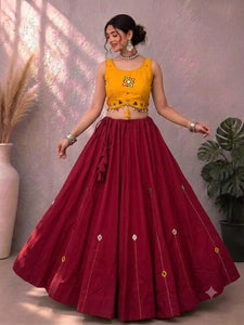Premium Cotton Lehenga Choli - Heavy Hand Mirror Work for Festive Garba Wear