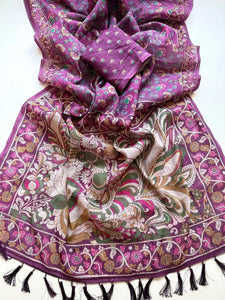 Premium Cotton Linen Saree - Festive Floral Print Design