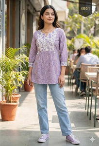 Premium Cotton Short Kurti - Elegant Casual Wear for Women