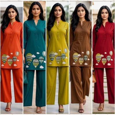 Premium Cotton Short Kurti Palazzo Set - Elegant Handcrafted Dabbu Cotton Co-Ord Set for Women