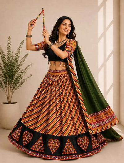 Premium Cotton Silk Chaniya Choli with Gamthi Work - Festive Navratri Wear for Women