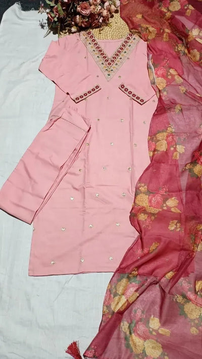 Premium Cotton Silk Kurti Set - Elegant Embroidery Festive Wear for Women
