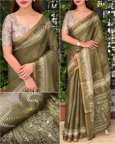 Premium Cotton Silk Saree - Katha Work Festive Wear for Women