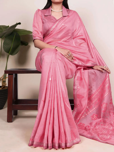 Premium Cotton Silk Saree with Elegant Zari Border for Festive Wear