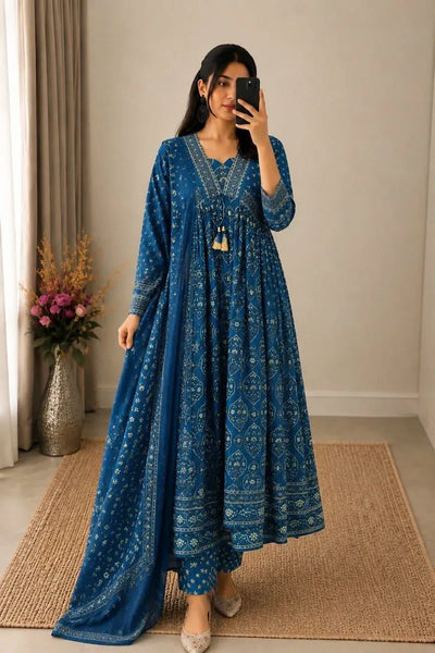 Premium Cotton Suit Set - Hand Block Print Festive Wear for Women