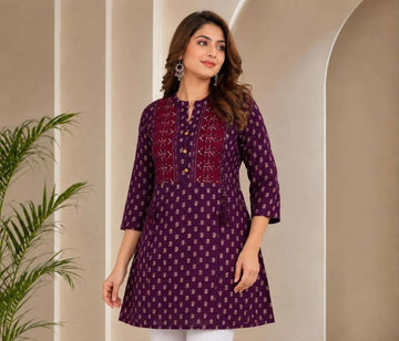 Premium Cotton Tunic Designer Short Top - Skin Friendly Office Wear