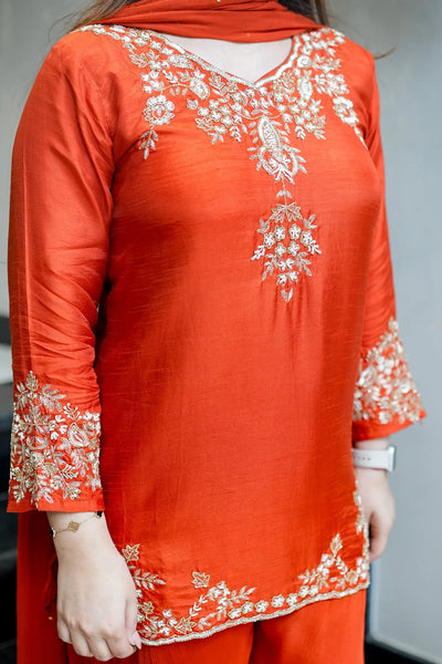 Premium Crepe Kurti Set - Festive Embroidered Wear with Dupatta | Sizes S-XXL