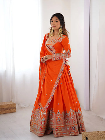 Premium Crepe Silk Lehenga - Heavy Coding Dori Embroidery for Wedding & Festive Wear