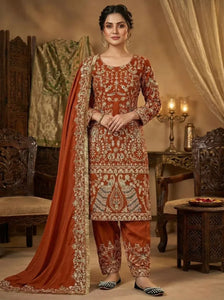 Premium Crepe Silk Panjabi Salwar Suit - Heavy Embroidery Festive Wear for Women