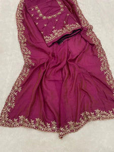 Premium Crunchy Silk Saree - Handwork Jardosi Pallu for Women