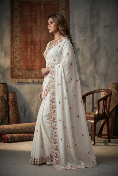 Premium Crush Silk Saree with Cutwork Border for Weddings