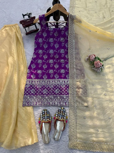 Premium Designer 3-Piece Suit Set - Elegant Festive Wear for Women
