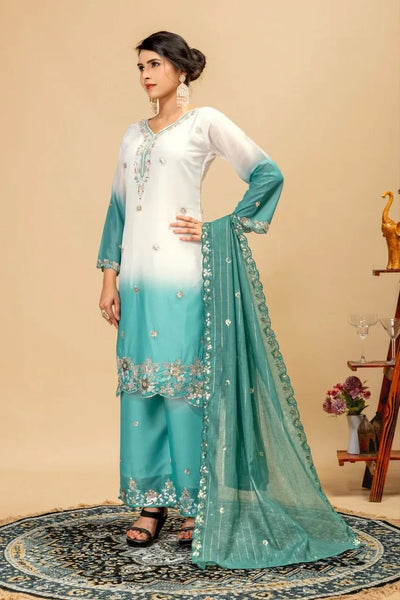 Premium Designer Georgette Kurti Set - Festive Wear with Dupatta | Sizes M-XXL