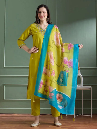 Premium Designer Kurti Pant Set - Embroidered Festive Wear with Dupatta