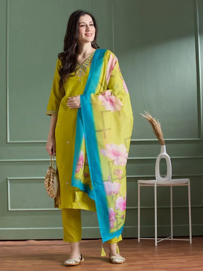 Premium Designer Kurti Pant Set - Embroidered Festive Wear with Dupatta