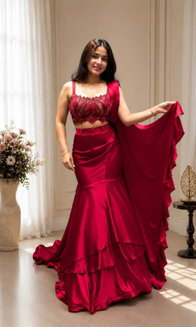 Premium Designer Lehenga Saree - Elegant Festive Wear