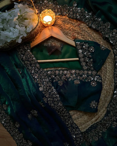 Premium Designer Saree with Handcrafted Sequin Blouse - Festive Wear for Women