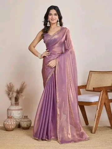 Premium Designer Shimmer Saree - Elegant Metallic Shine for Festive Wear