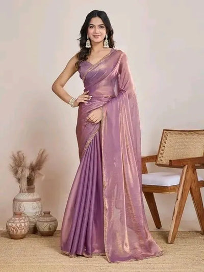 Premium Designer Shimmer Saree - Elegant Metallic Shine for Festive Wear