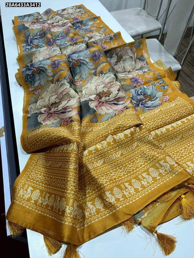 Premium Digital Print Tussar Saree - Soft & Smooth with Kalamkari Pallu for Women
