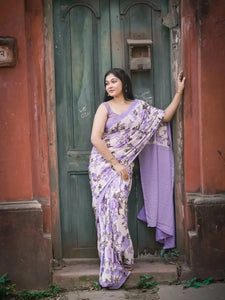 Premium Digital Printed Linen Saree - Elegant Festive Wear for Women
