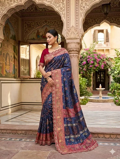 Premium Dola Banarasi Saree with Sequin Border for Women