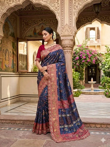 Premium Dola Banarasi Saree with Sequin Border for Women