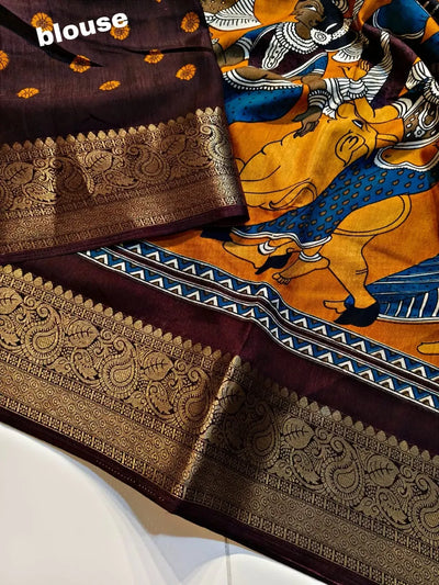Premium Dola Silk Kalamkari Saree - Lightweight Festive Design