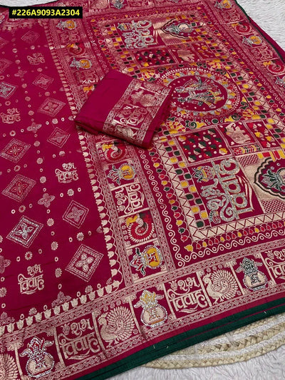 Premium Dola Silk Saree - Hand Dyed Zarkhan Work for Festive Elegance