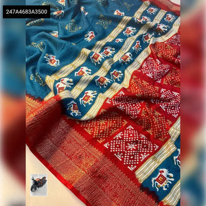 Premium Dola Silk Saree - Lightweight Elephant Theme Weave for Women | Festive & Party Wear