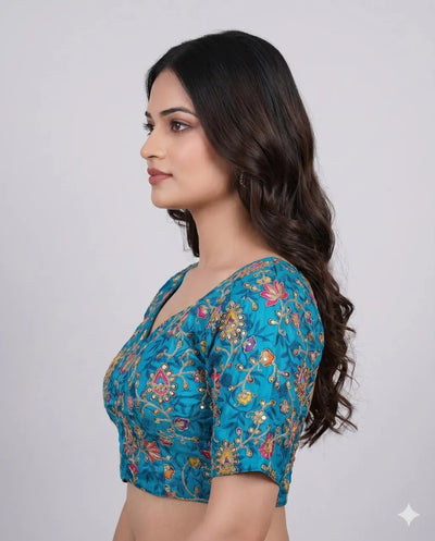 Premium Embroidered Blouse - Sweetheart Neck Festive Wear
