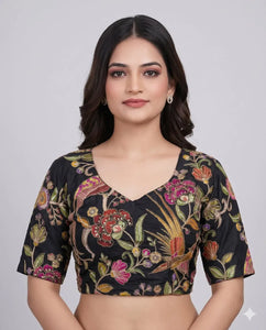 Premium Embroidered Blouse - Sweetheart Neck Festive Wear