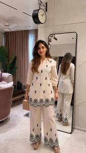 Premium Embroidered Cotton Cord Set - Elegant Festive & Daily Wear Co-ord for Women