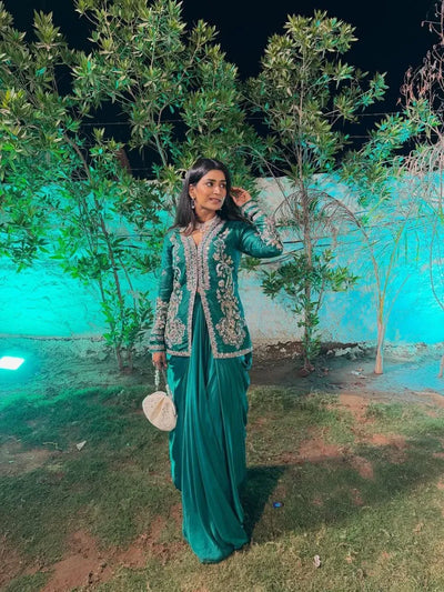 Premium Embroidered Koti Dhoti Lehenga Set - Trending Party Wear for Women