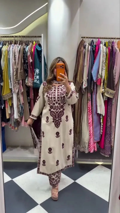 Premium Embroidered Palazzo Suit - Festive Wear for Women