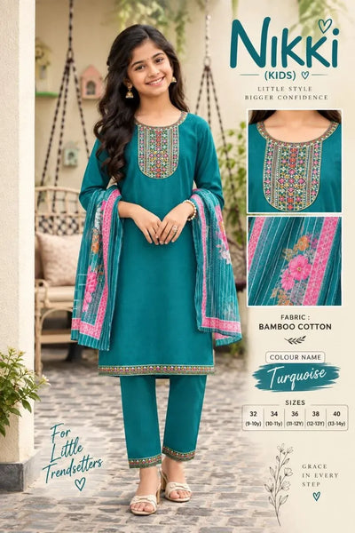 Premium Ethnic Suit Set - Elegant 3-Piece Festive Wear for Girls