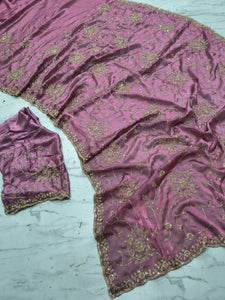 Premium Fendy Satin Saree with Cutdana Work - Festive Wear for Women