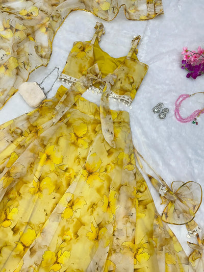 Premium Floral Rangoli Silk Maxi Gown - Elegant Sparrow Beads Work Festive Dress for Women