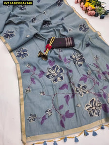 Premium Floral Soft Muga Cotton Saree - Elegant Zari Weaving for Women