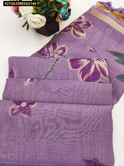 Premium Floral Soft Muga Cotton Saree - Elegant Zari Weaving for Women