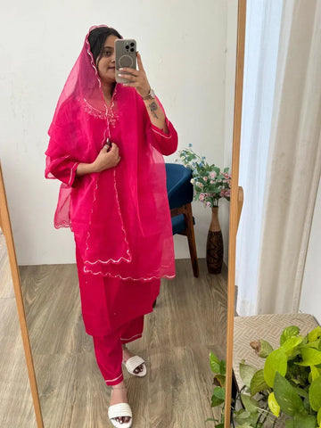 Premium Gadwal Cotton Kurti Set - Elegant Handwork for Festive Wear