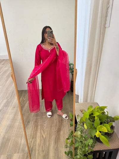 Premium Gadwal Cotton Kurti Set - Elegant Handwork for Festive Wear