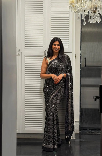 Premium Gajji Silk Saree with Real Mirror Work for Festive Wear