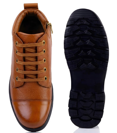 Premium Genuine Leather Police Safety Boots - Steel Toe Protection for Men