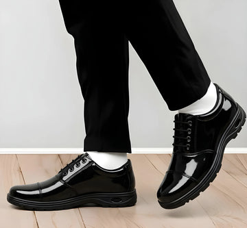 Premium Genuine Leather Police Safety Shoes - Steel Toe for Men
