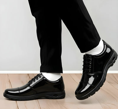 Premium Genuine Leather Police Safety Shoes - Steel Toe for Men