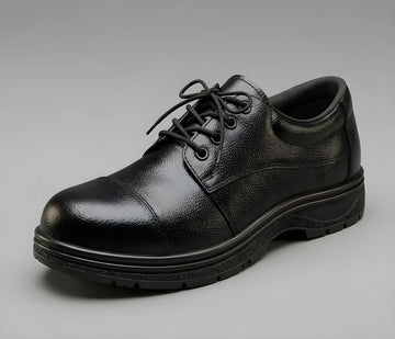 Premium Genuine Leather Police Safety Shoes - Steel Toe for Men