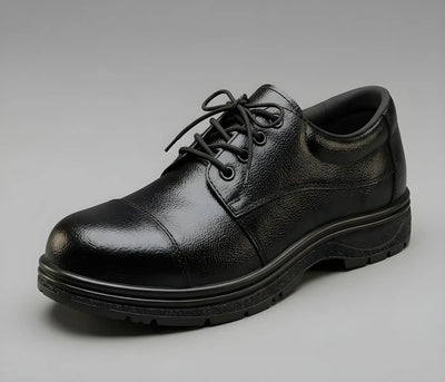 Premium Genuine Leather Police Safety Shoes - Steel Toe for Men