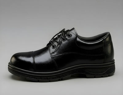 Premium Genuine Leather Police Safety Shoes - Steel Toe for Men